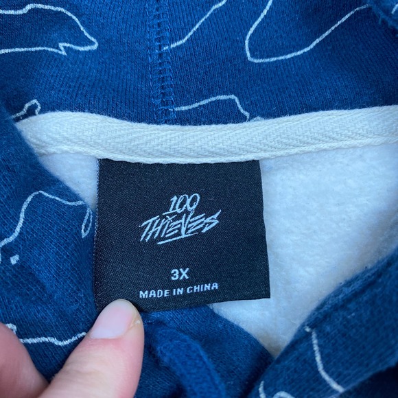 100 Thieves Foundations Geoprint Hoodie Men's 3X - Picture 4 of 9